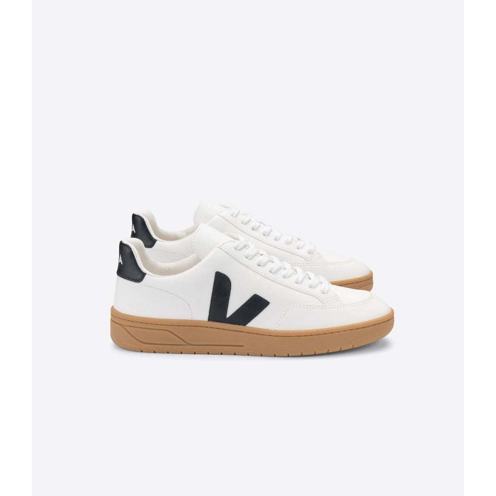 Veja V-12 LEATHER Women\'s Sneakers White/Black | CA 667CTV